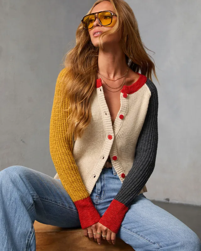 Celinda Knit Colorblock Cardigan sold by Vici