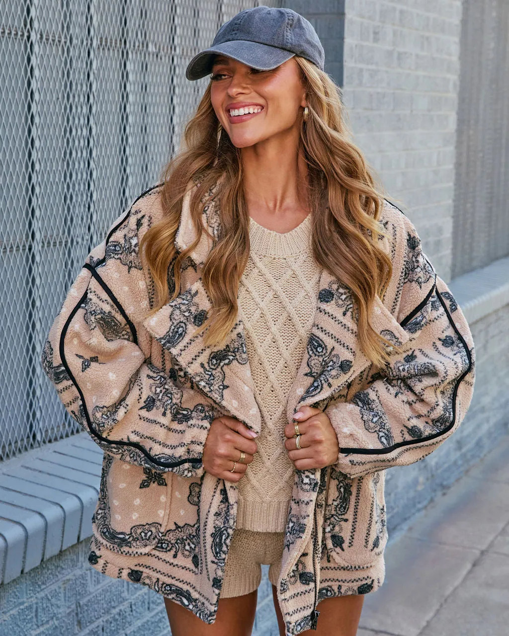 Menita Abstract Sherpa Moto Jacket sold by Vici product image thumbnail 5