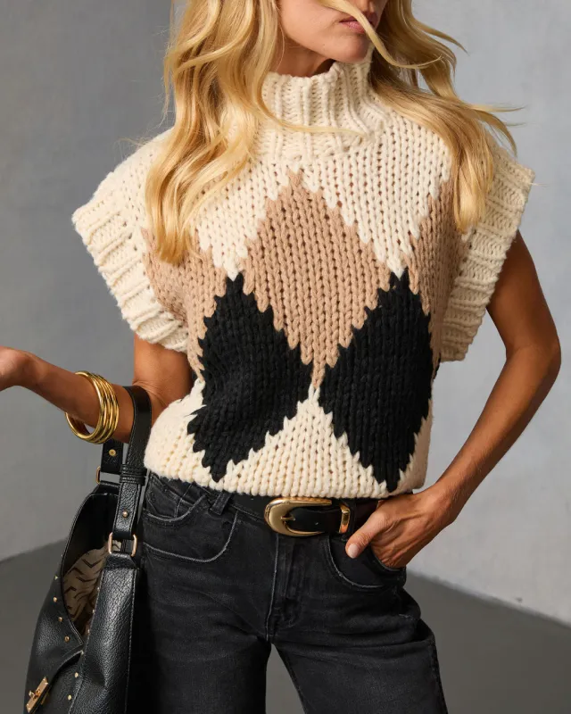Levvey Turtleneck Aryle Print Sweater sold by Vici