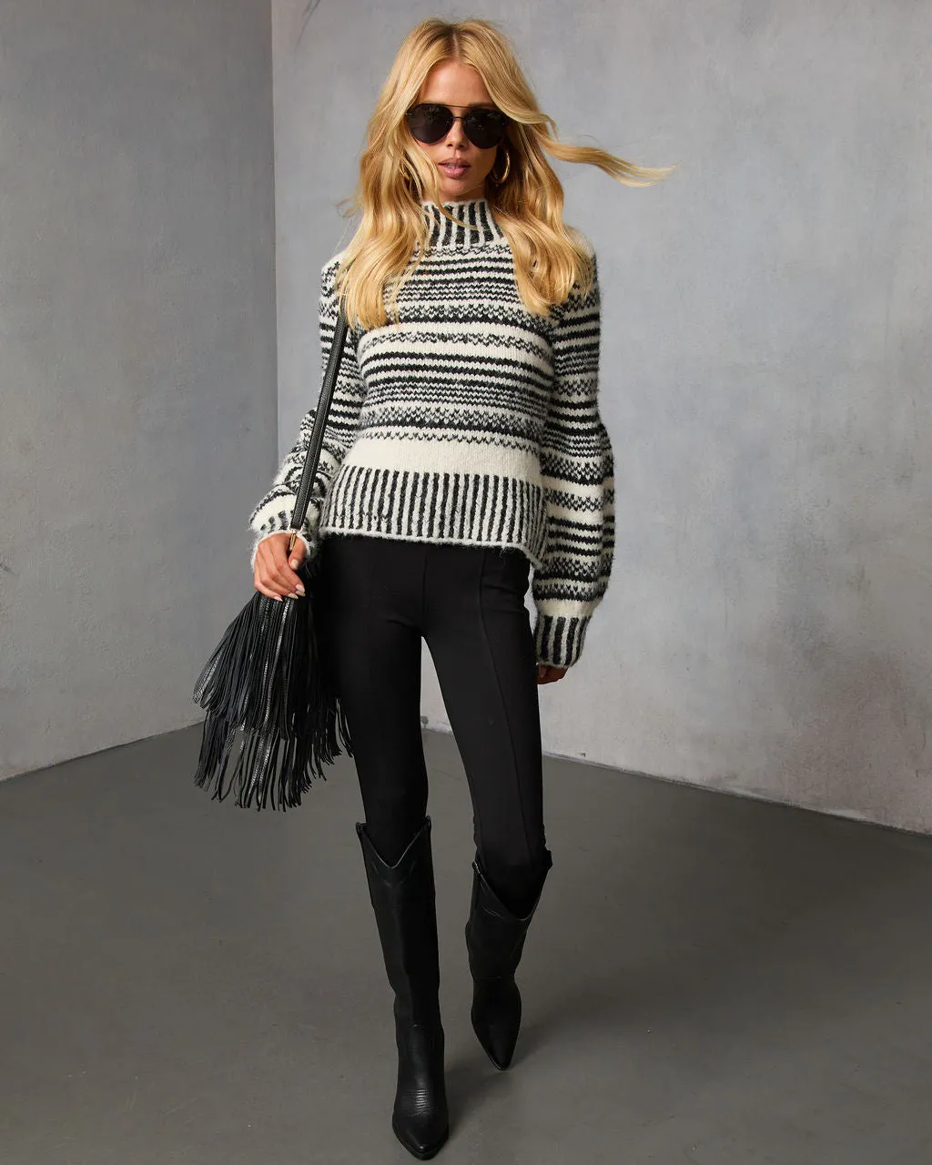 Tobin Striped Turtleneck Sweater sold by Vici product image thumbnail 2