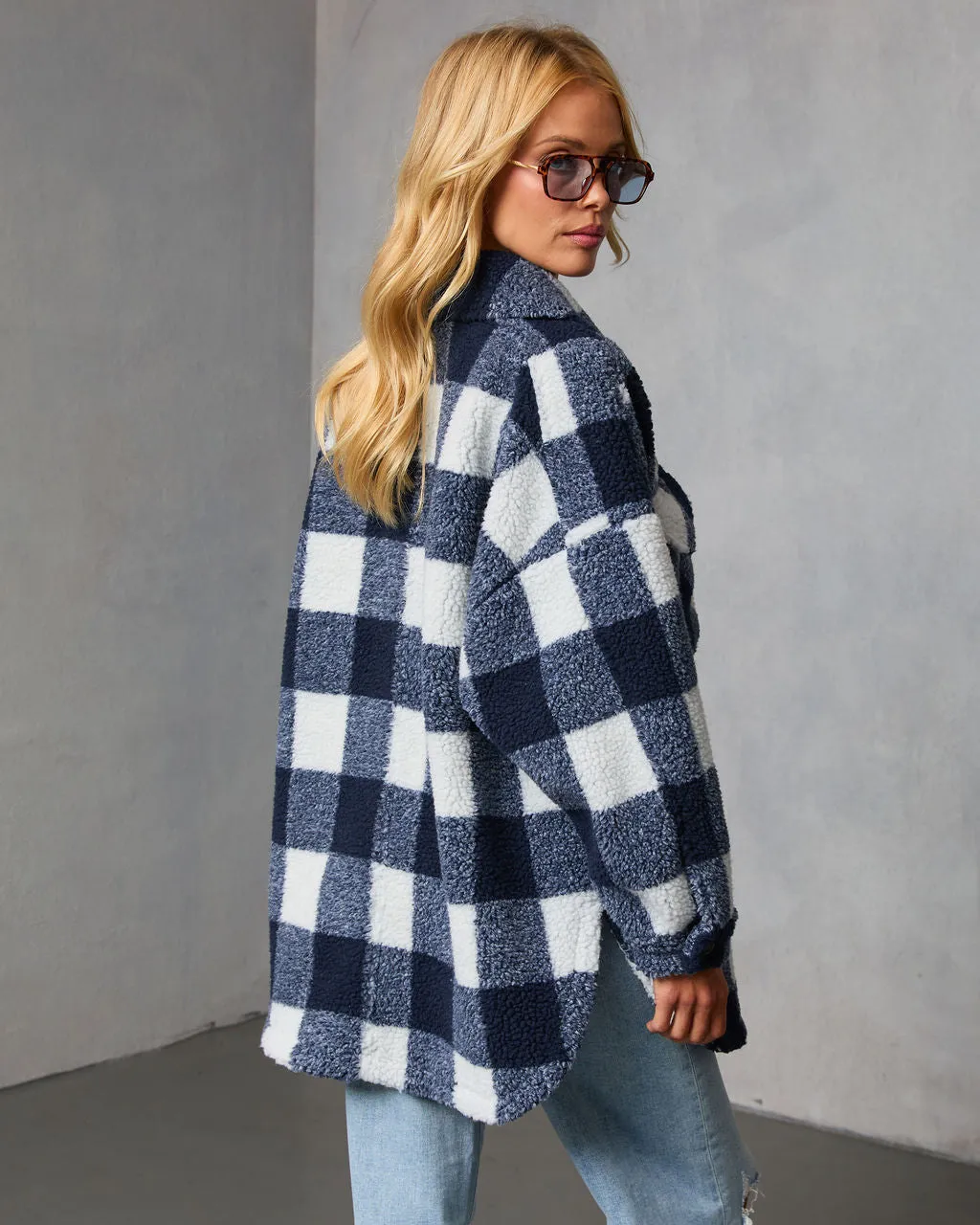 Elysie Curled Knit Plaid Jacket sold by Vici product image thumbnail 4