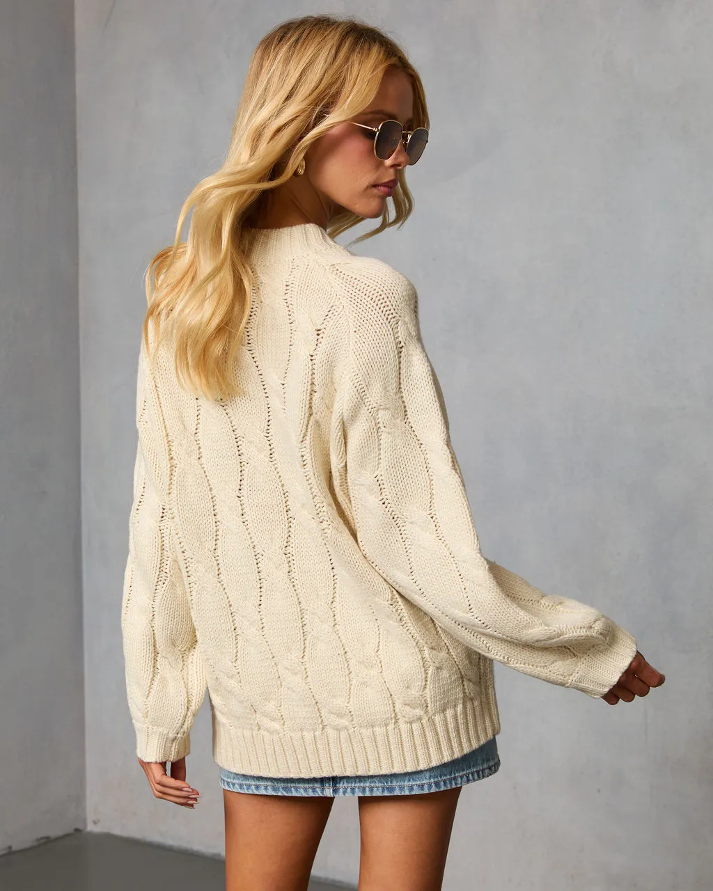 Cozy Crest Oversized Cable Knit Sweater sold by Vici product image thumbnail 4