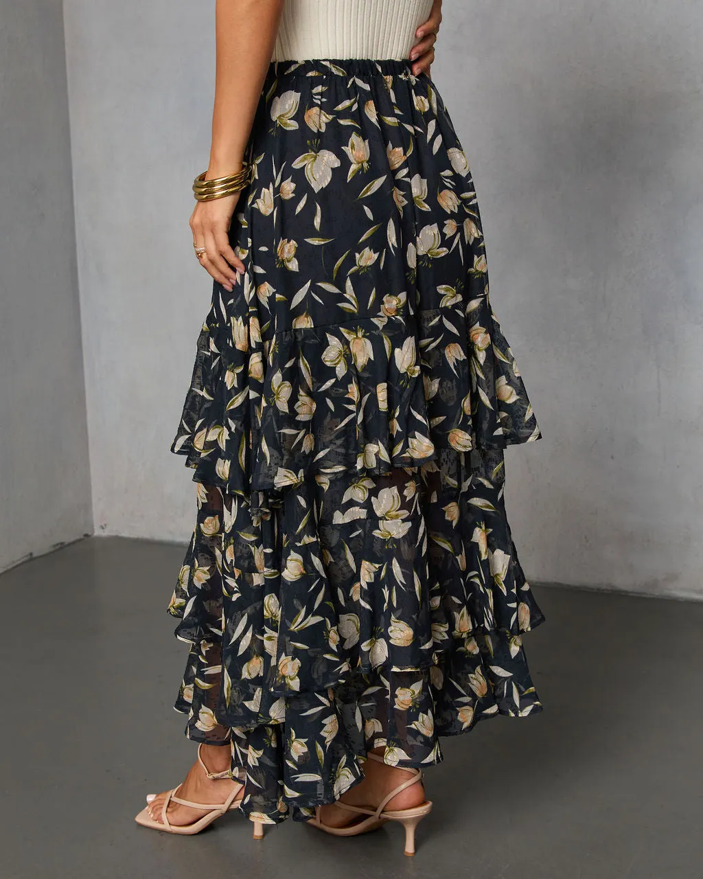 Rustic Bloom Printed Tiered Maxi Skirt sold by Vici product image thumbnail 4
