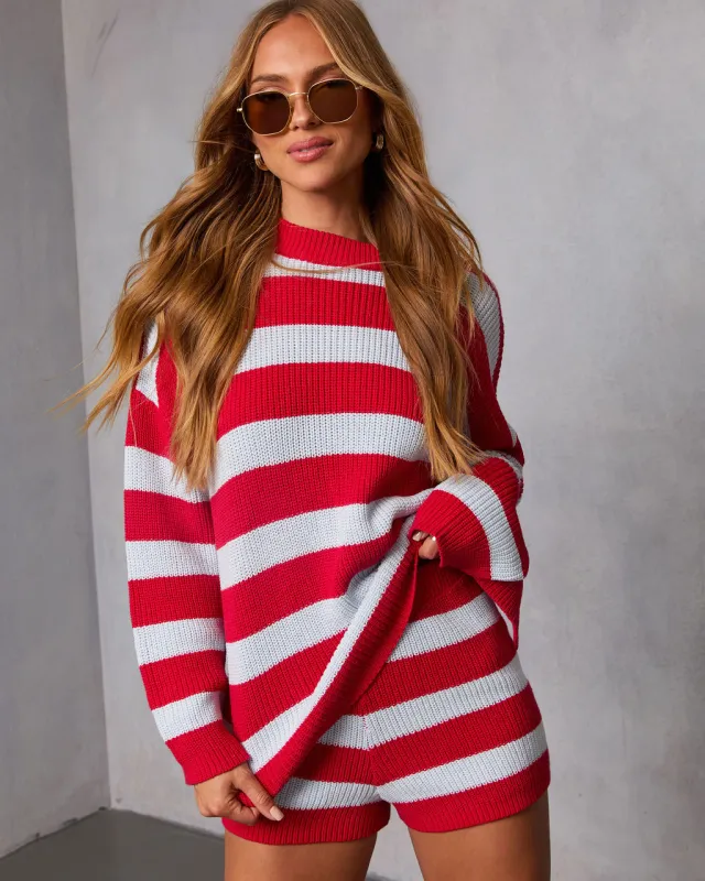 Galilea Striped Knit Shorts sold by Vici