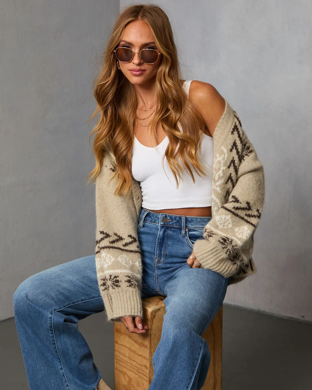 Oat Loop Abstract Print Cardigan sold by Vici product image thumbnail 5