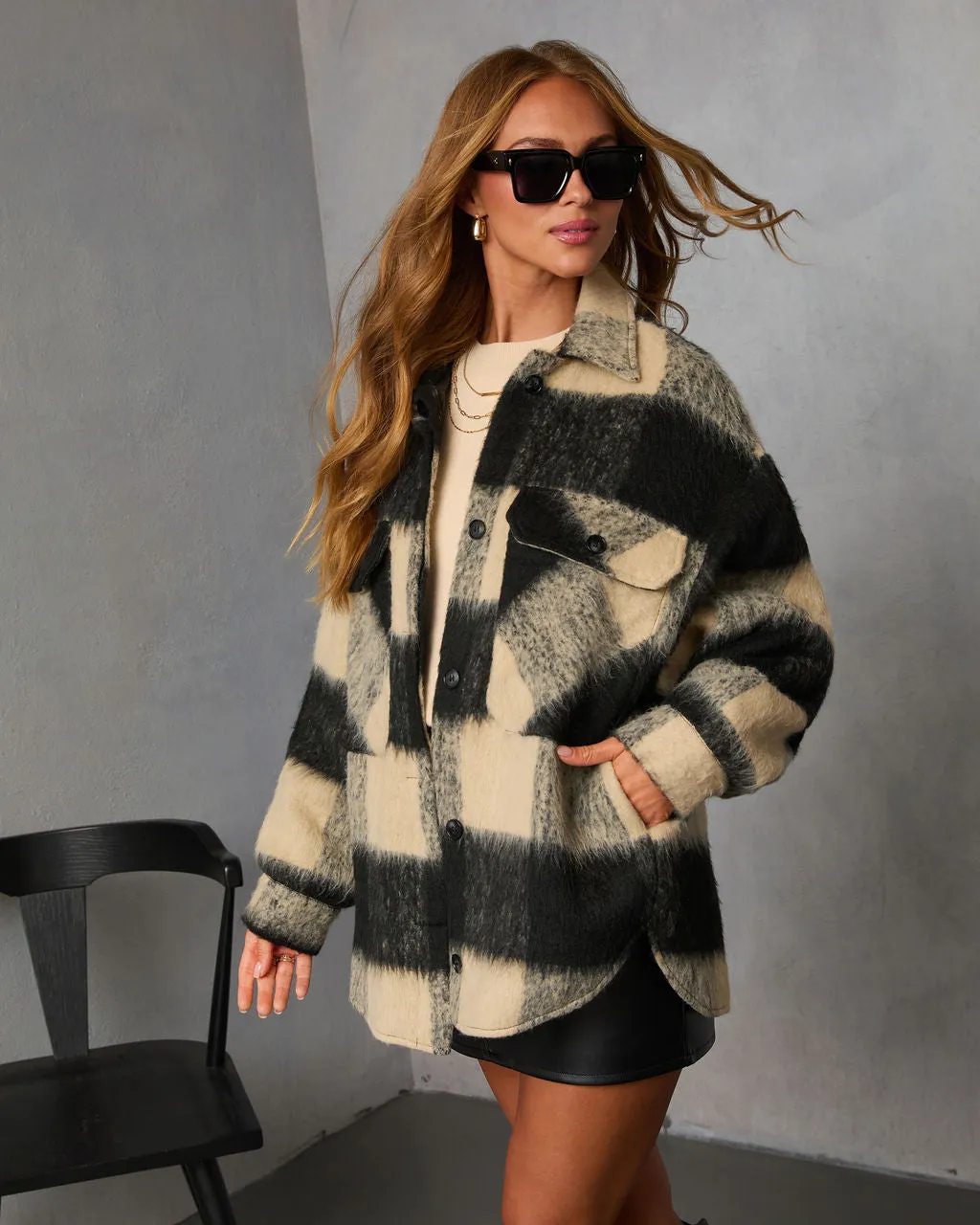 Fading Hour Heavyweight Brushed Plaid Jacket sold by Vici product image thumbnail 3