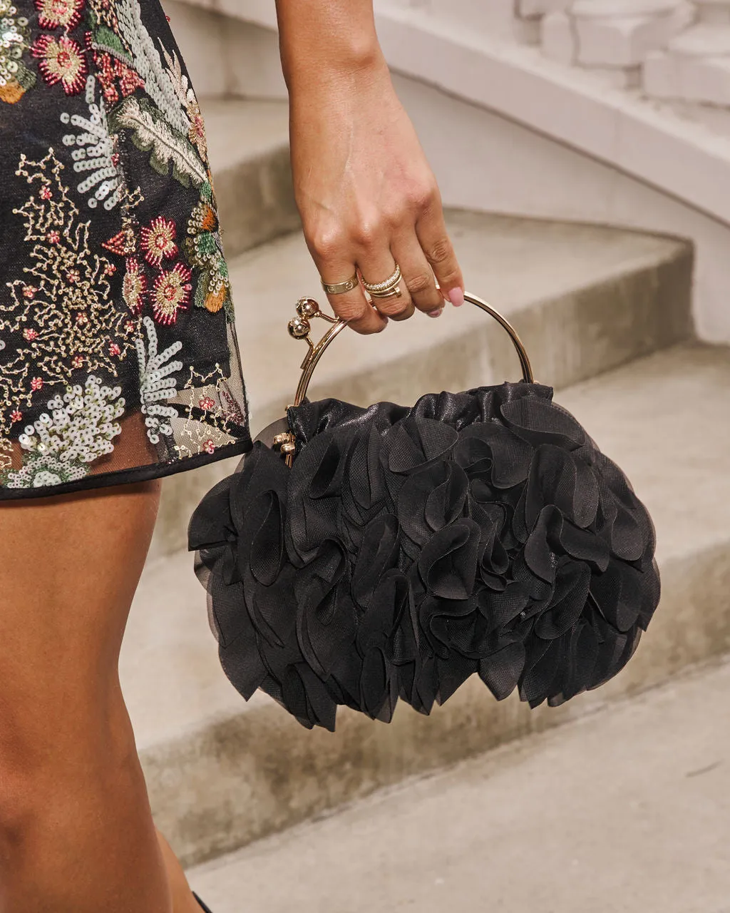 Soft Glance Floral Top Handle Pouch sold by Vici product image thumbnail 5
