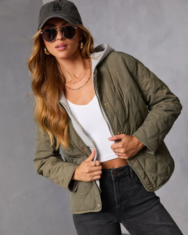 Cozycore Quilted Hooded Twofer Jacket sold by Vici