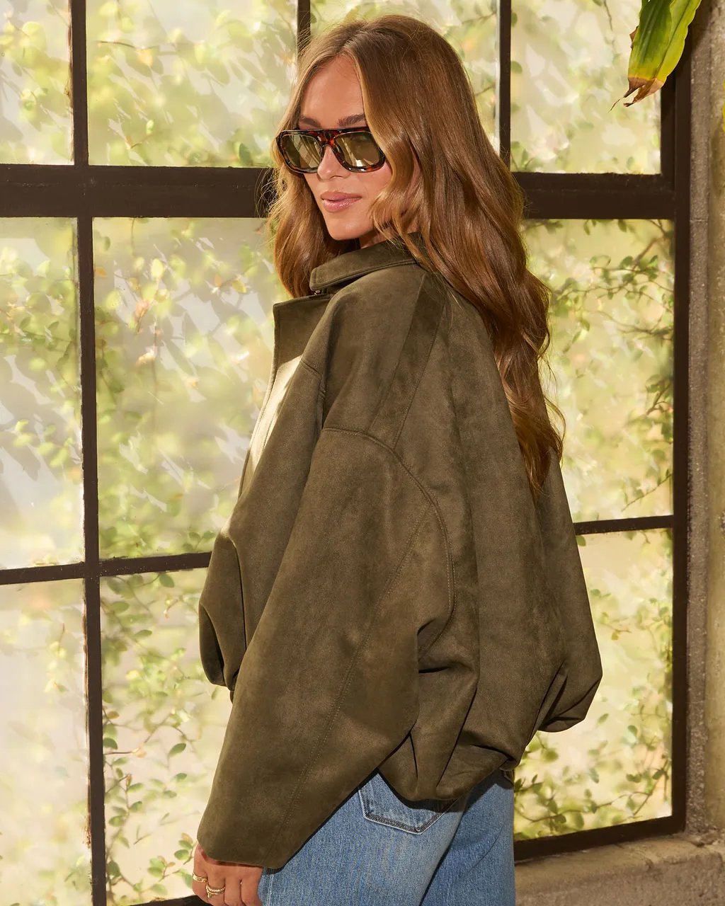 Maple Mornings Suede Bubble Hem Bomber Jacket sold by Vici product image thumbnail 4