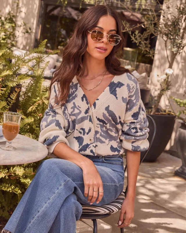 Honeyed Timber Knit Printed Cardigan sold by Vici