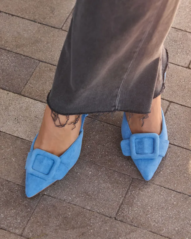 Shelbey Suede Buckle Slingback Heels made by Vici