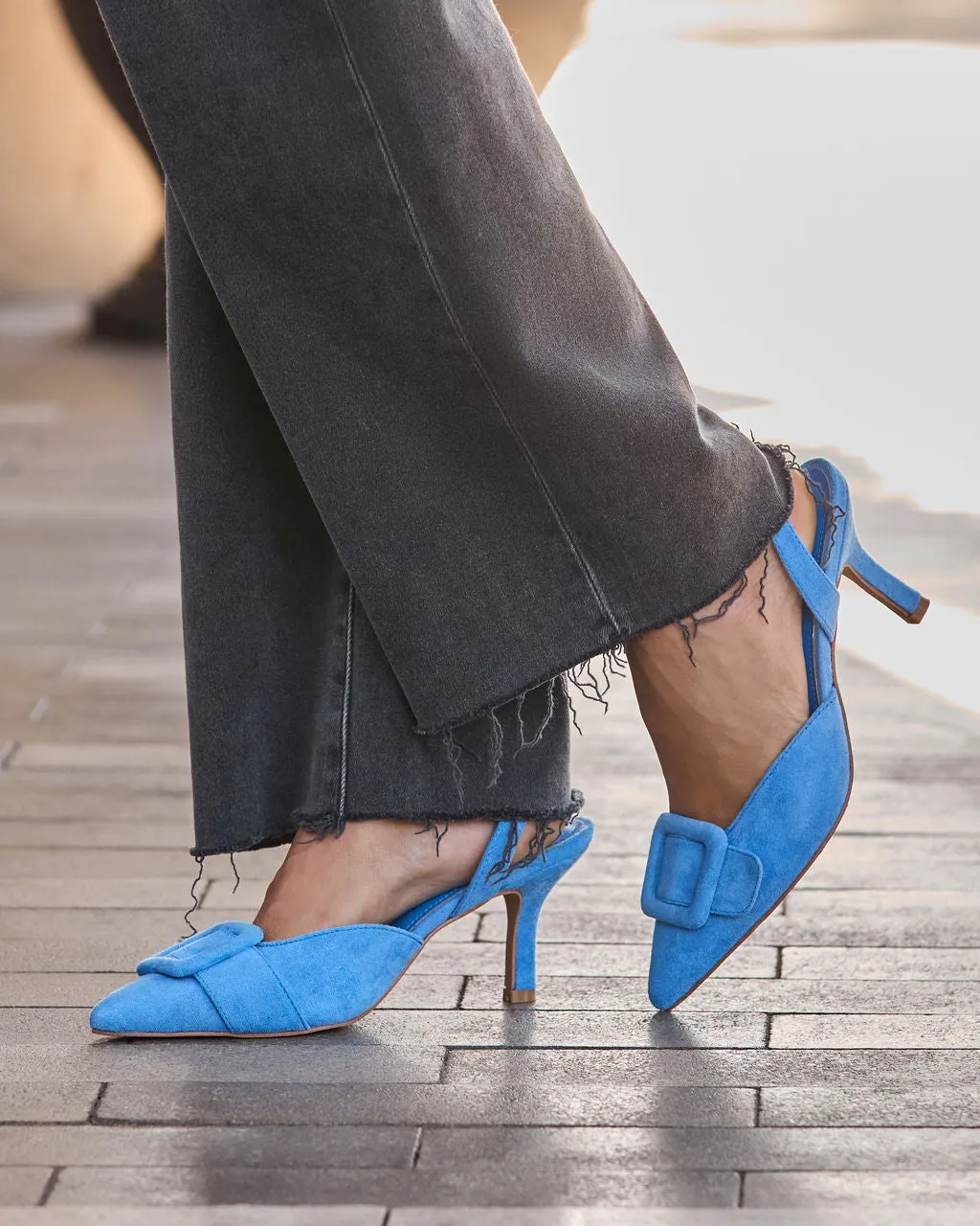 Shelbey Suede Buckle Slingback Heels sold by Vici product image thumbnail 4