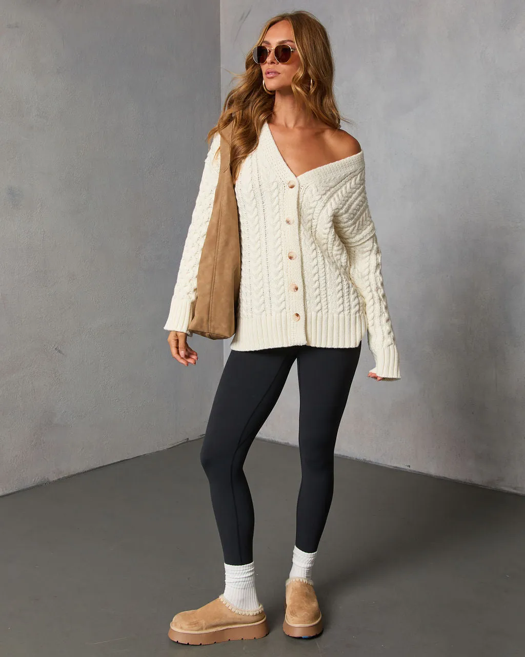 Autumn Solstice Cable Knit Cardigan sold by Vici product image thumbnail 2