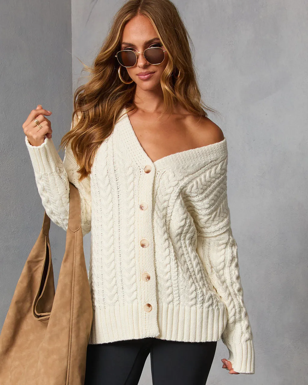 Autumn Solstice Cable Knit Cardigan sold by Vici