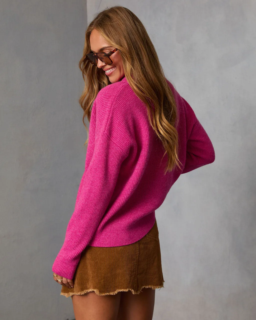 Smoky Amber Ribbed Partial Button Sweater sold by Vici product image thumbnail 4
