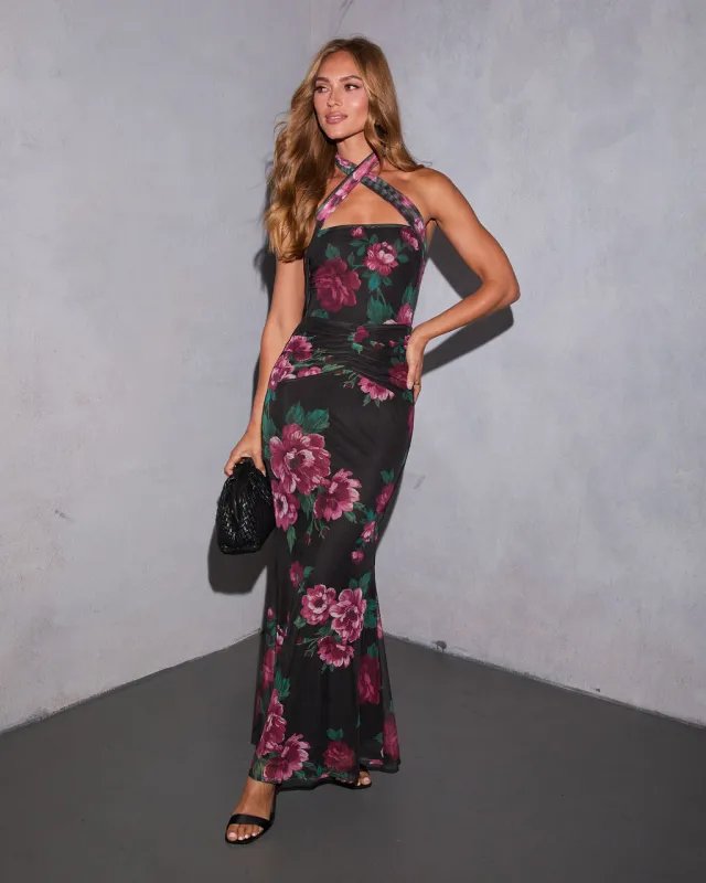 Celestelle Printed Halter Maxi Dress sold by Vici