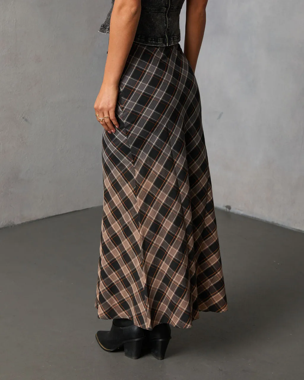 Bronzed Harvest Plaid Maxi Skirt sold by Vici product image thumbnail 4