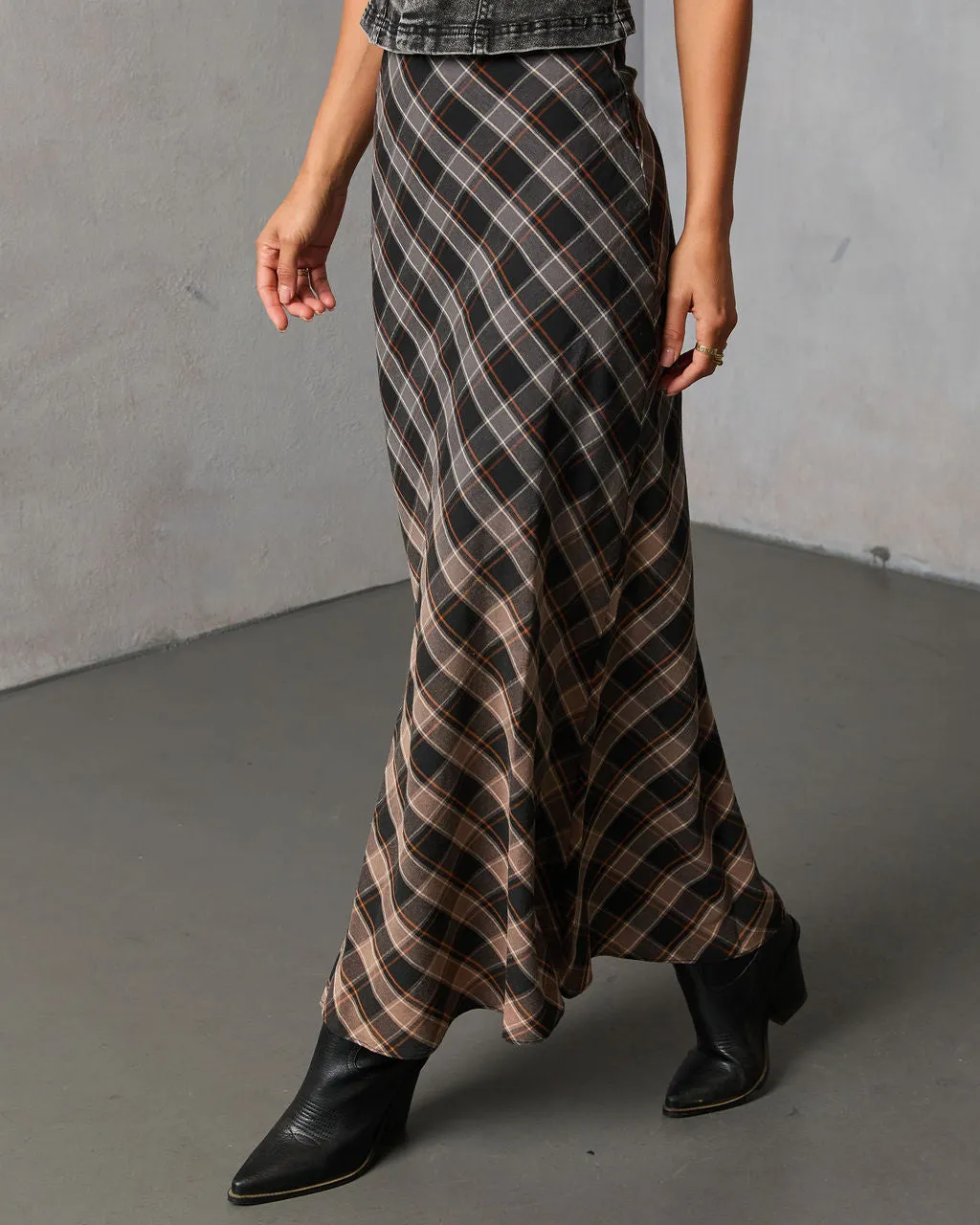 Bronzed Harvest Plaid Maxi Skirt sold by Vici product image thumbnail 3