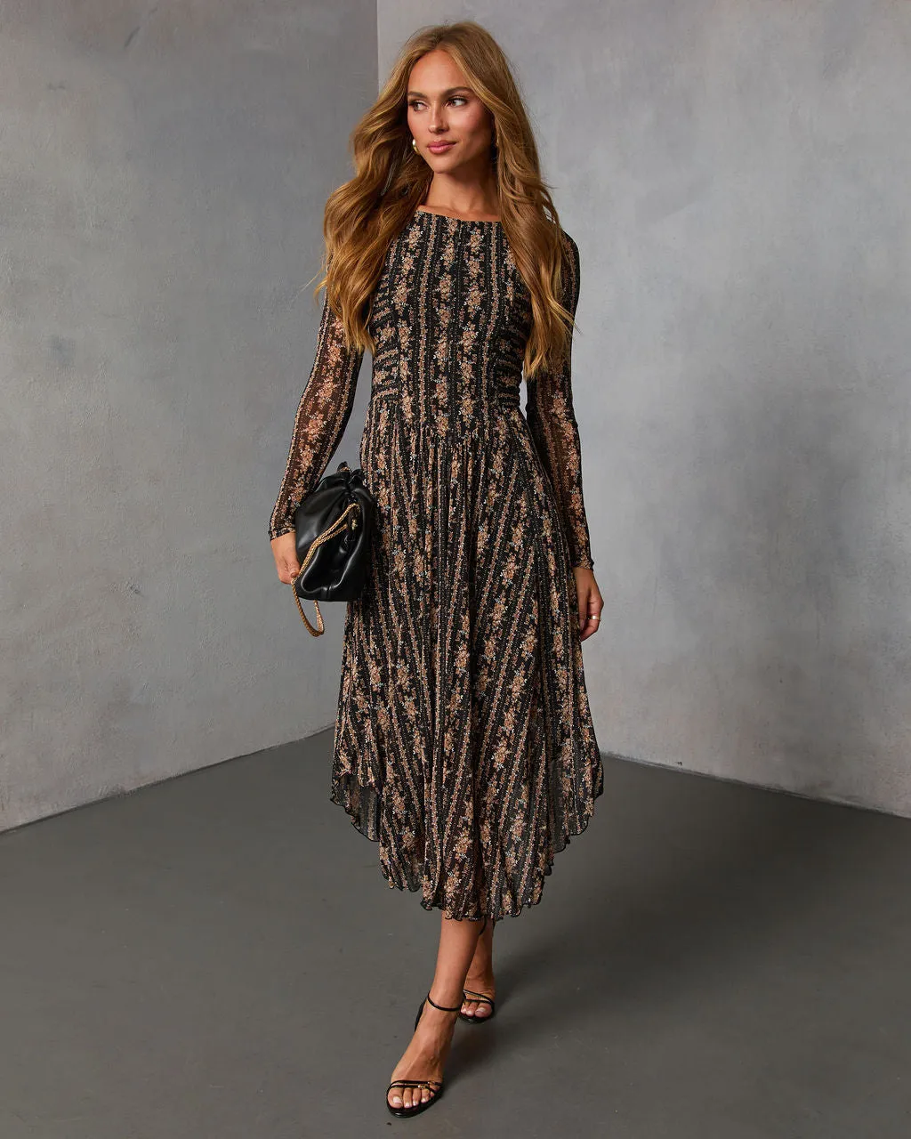 Rusted Rose Printed Mesh Midi Dress sold by Vici product image thumbnail 5