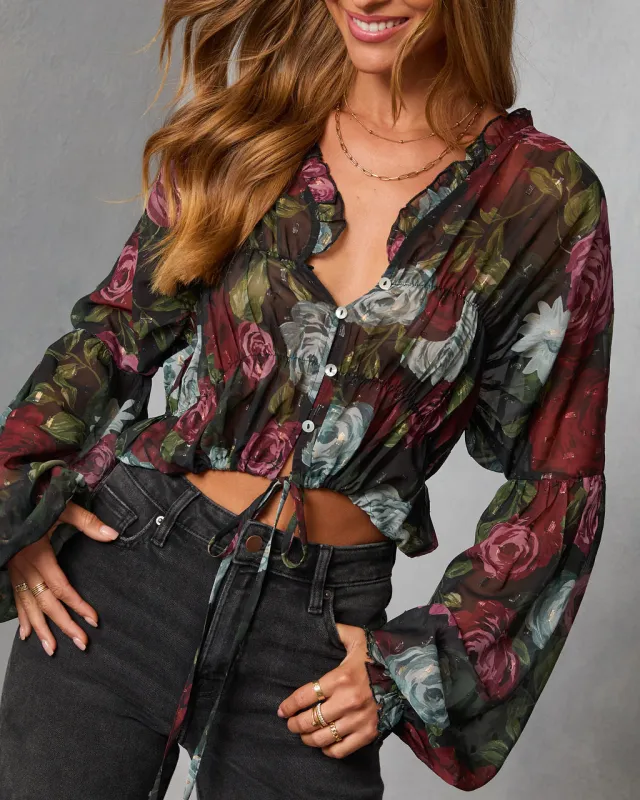 Hildah Printed Smocked Chiffon Top sold by Vici