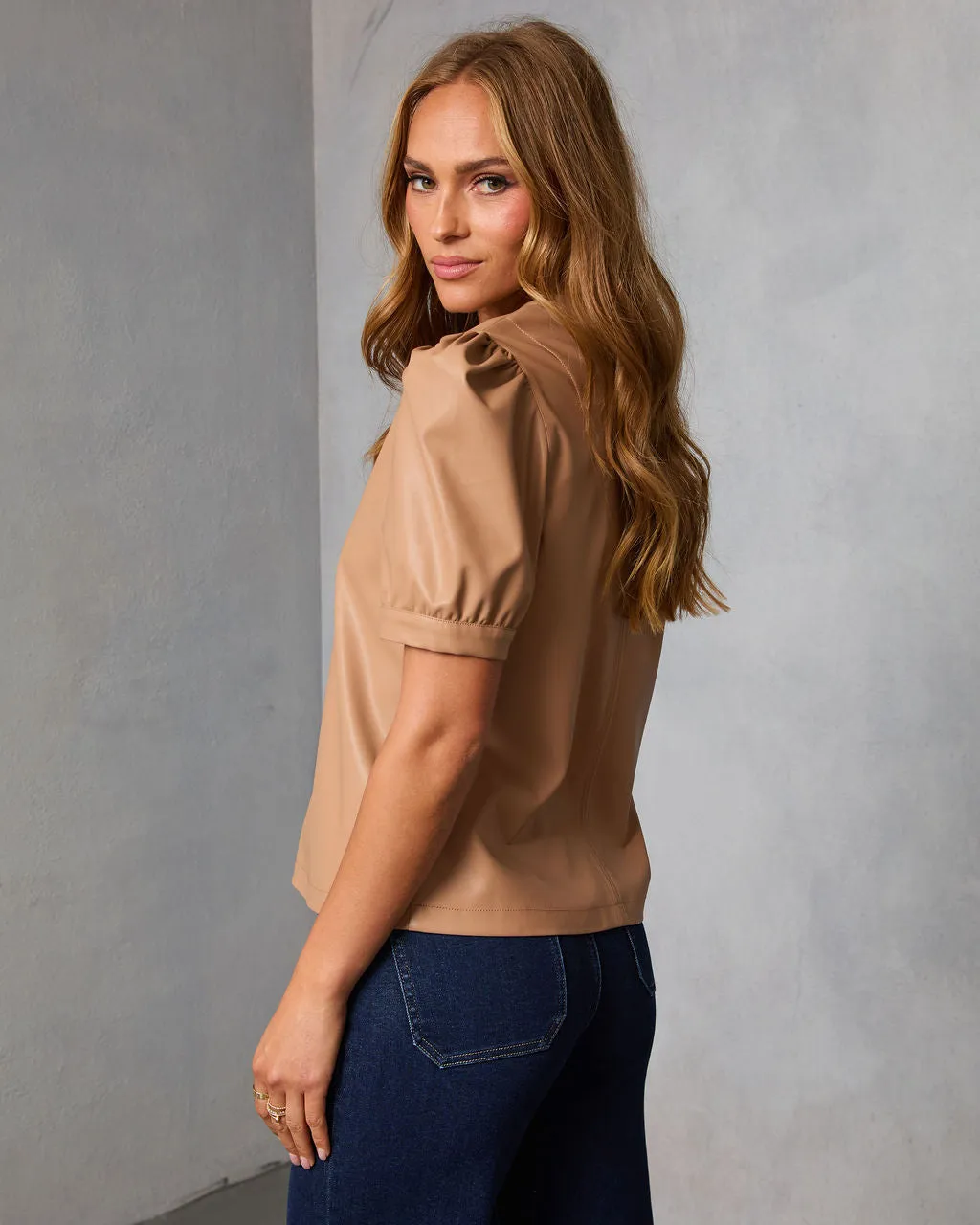Zadig Leather Puff Sleeve Top sold by Vici product image thumbnail 4