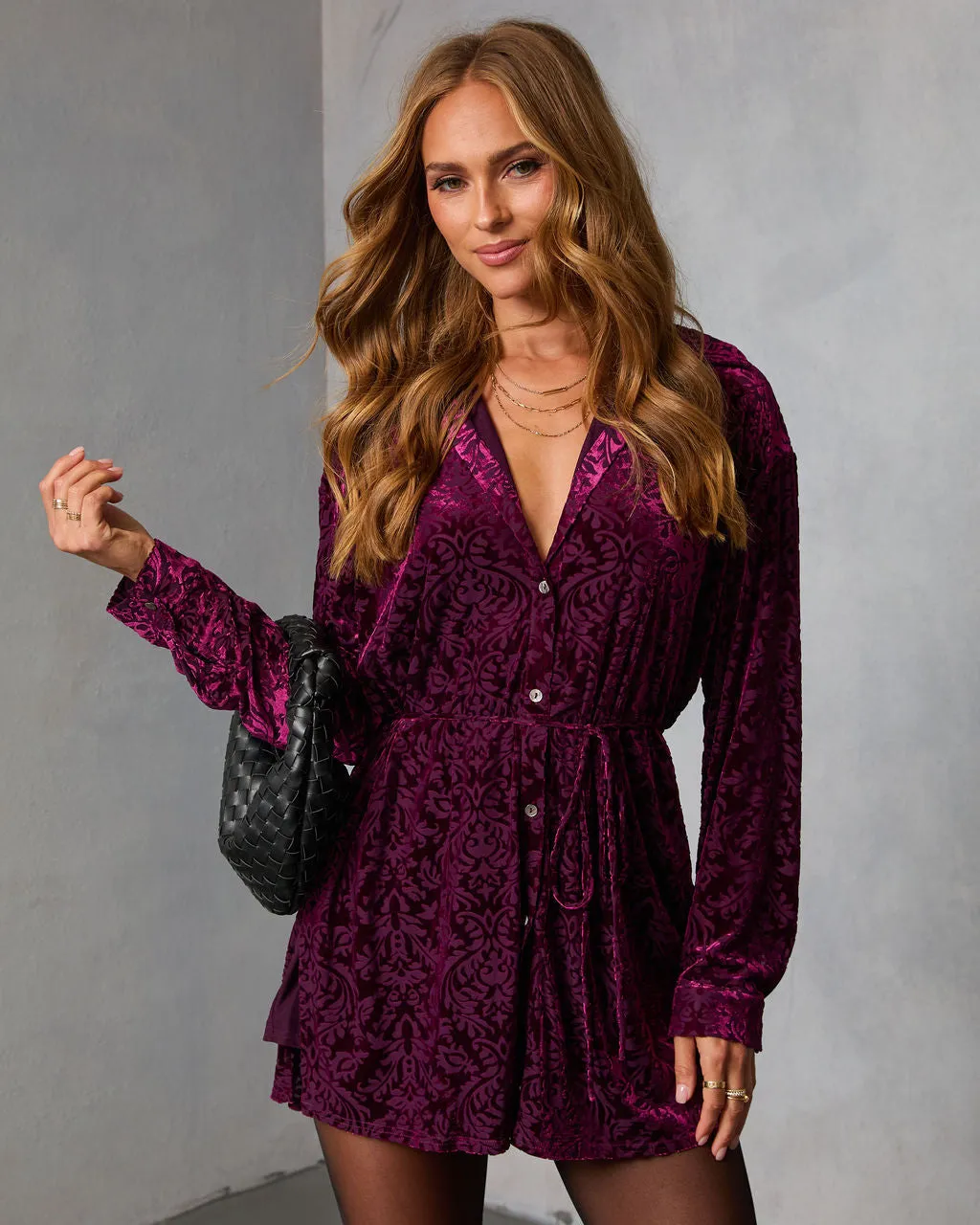 Wild Dusk Flocked Velvet Romper sold by Vici product image thumbnail 2