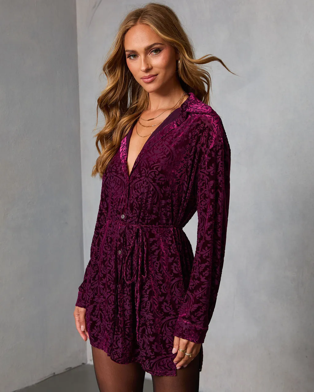 Wild Dusk Flocked Velvet Romper sold by Vici product image thumbnail 3