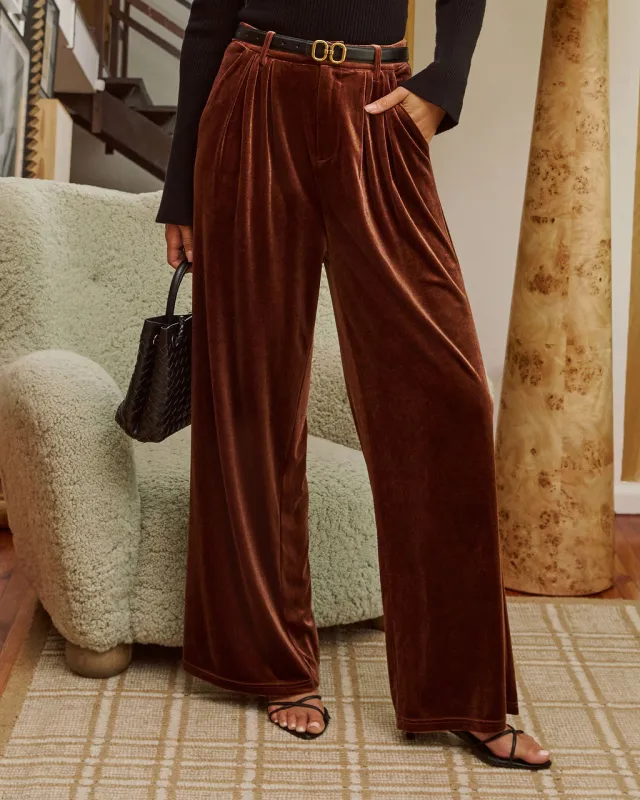 Muted Marrow Pleated Velvet Pants sold by Vici