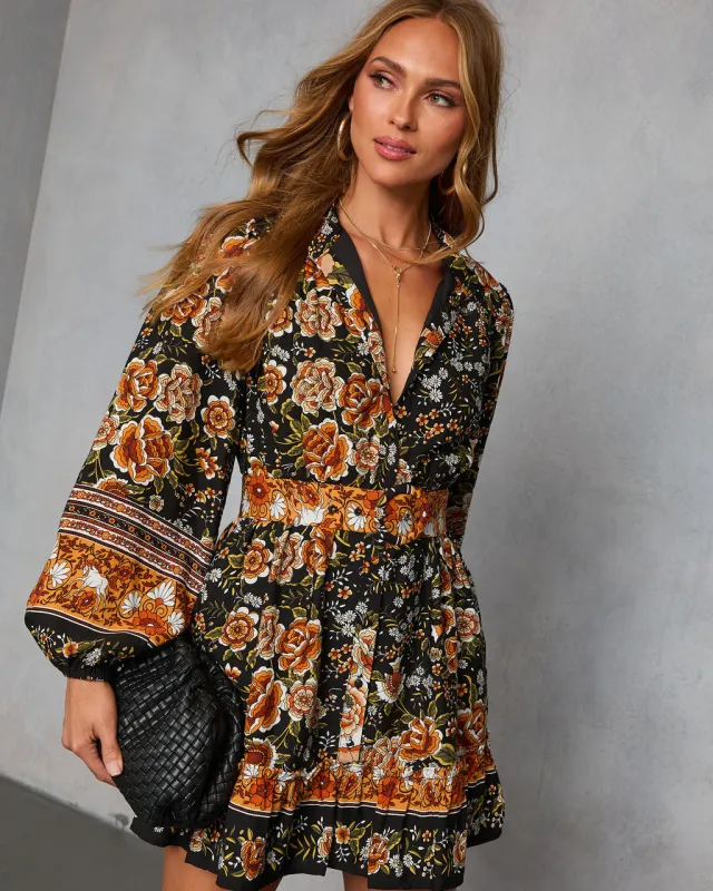 Autumn Aura Belted Mini Dress sold by Vici