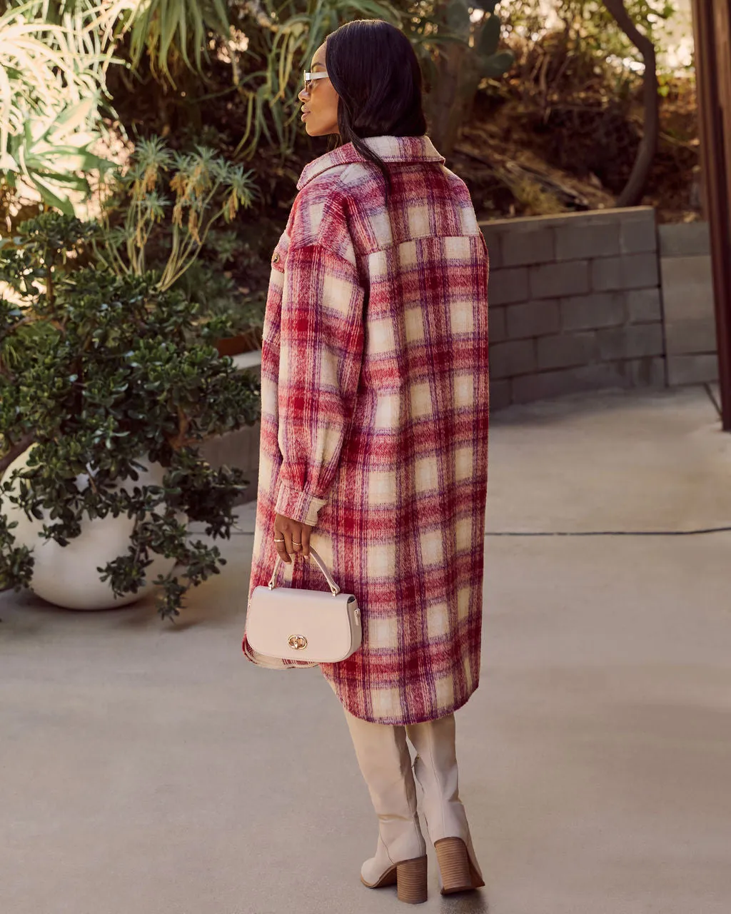That September Feeling Plaid Pocketed Button Down Coat sold by Vici product image thumbnail 4