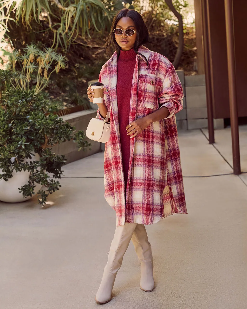 That September Feeling Plaid Pocketed Button Down Coat sold by Vici product image thumbnail 3
