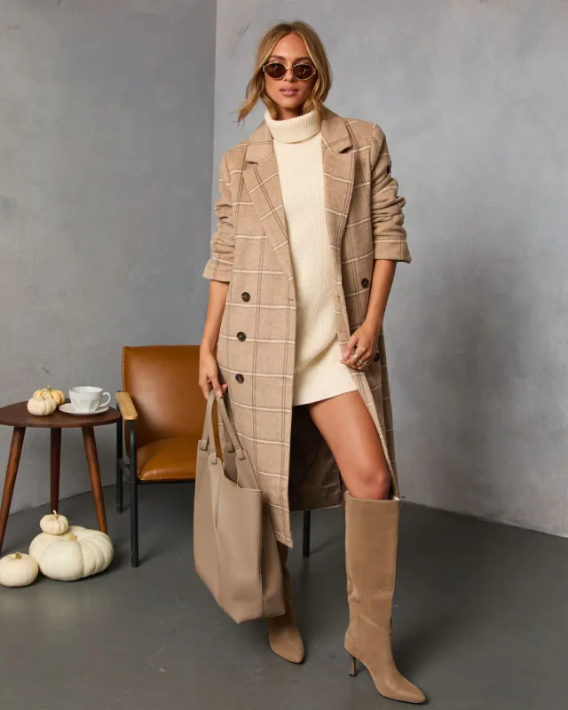Autumn Root Plaid Longline Trench Coat sold by Vici