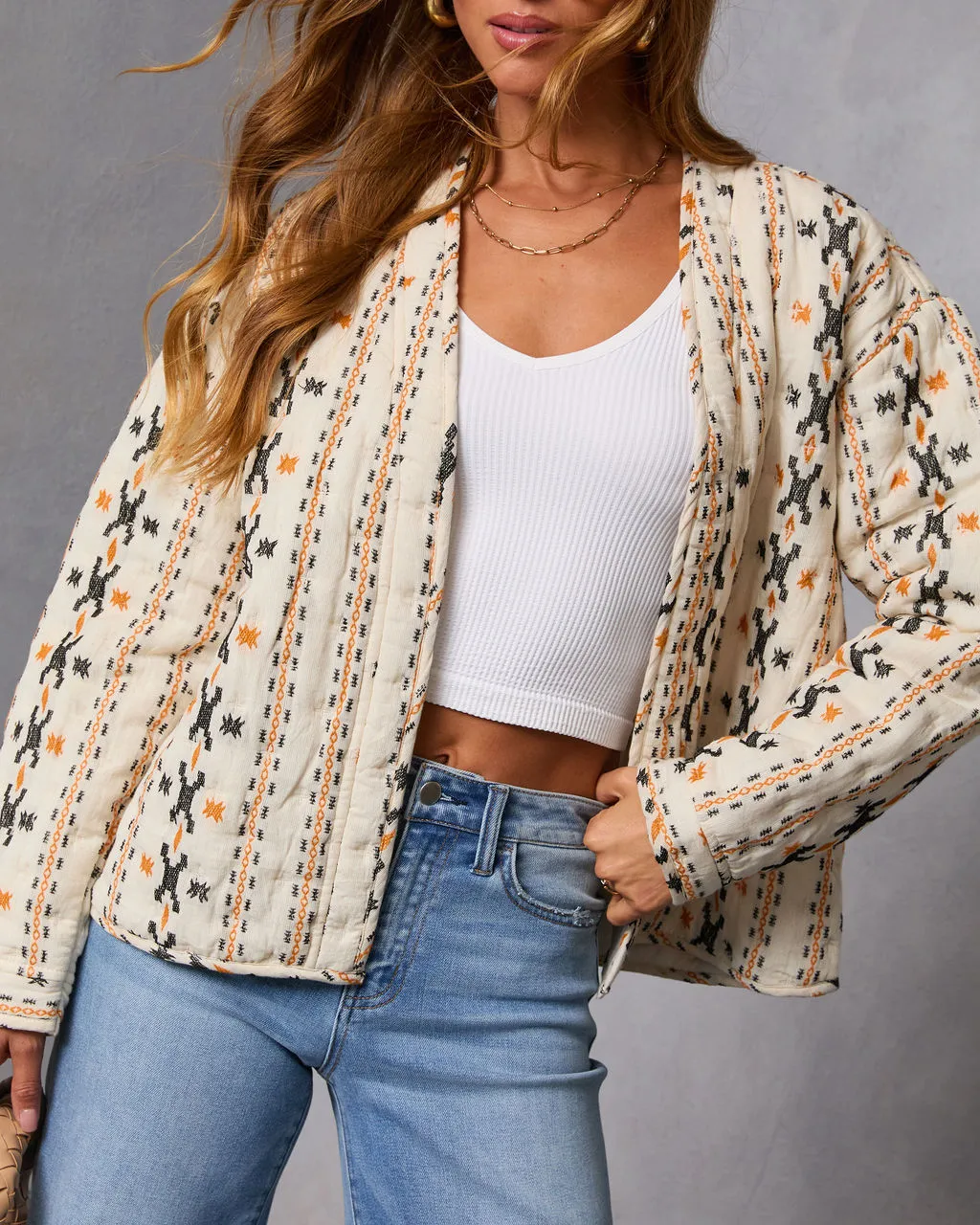 Sadena Printed Abstract Quilted Jacket sold by Vici product image thumbnail 5