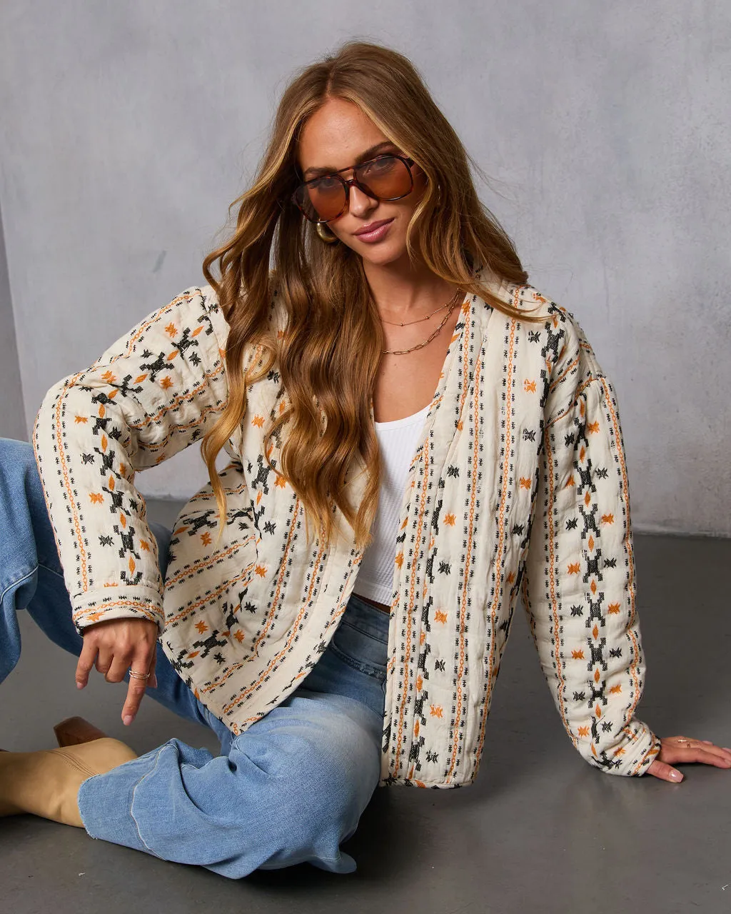 Sadena Printed Abstract Quilted Jacket sold by Vici