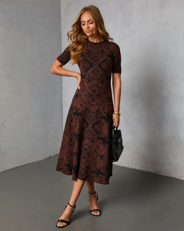 Rooted Season Paisley Midi Sweater Dress sold by Vici