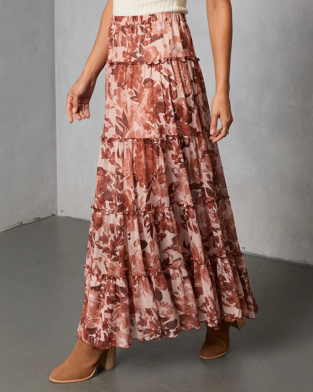 Gypsy Petal Printed Tiered Maxi Skirt sold by Vici product image thumbnail 3
