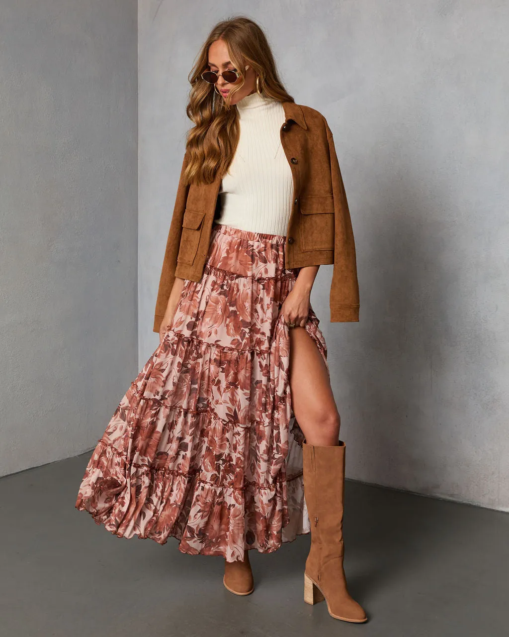 Gypsy Petal Printed Tiered Maxi Skirt sold by Vici product image thumbnail 5