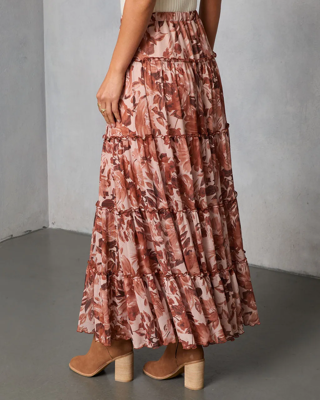 Gypsy Petal Printed Tiered Maxi Skirt sold by Vici product image thumbnail 4