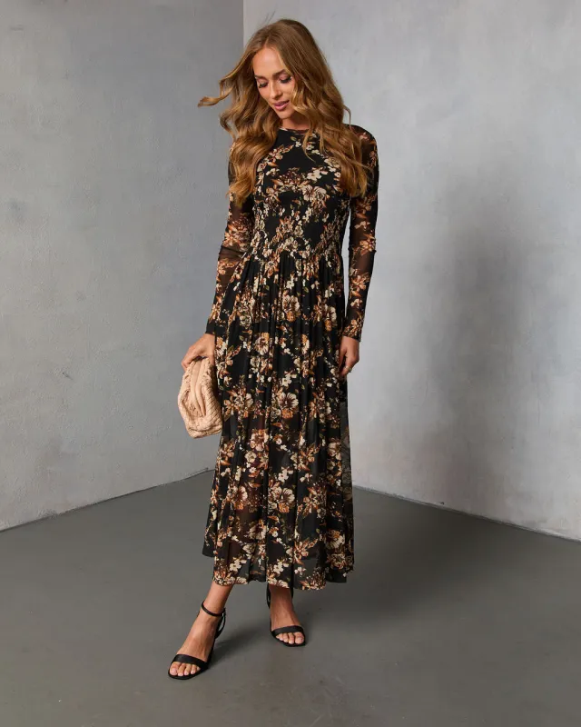Solflower Printed Mesh Midi Dress sold by Vici