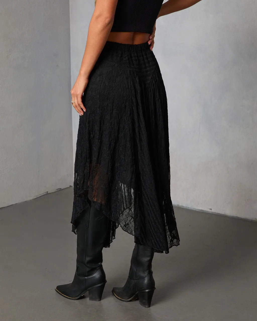 Moonthread Lace Darted Hem Midi Skirt sold by Vici product image thumbnail 4