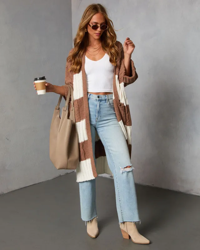 Nestle Down Contrast Stripe Knit Cardigan sold by Vici