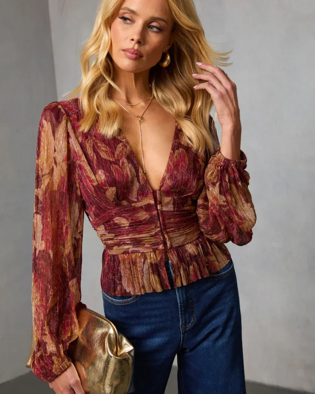 Afterglow Guest Printed Plisse Top sold by Vici
