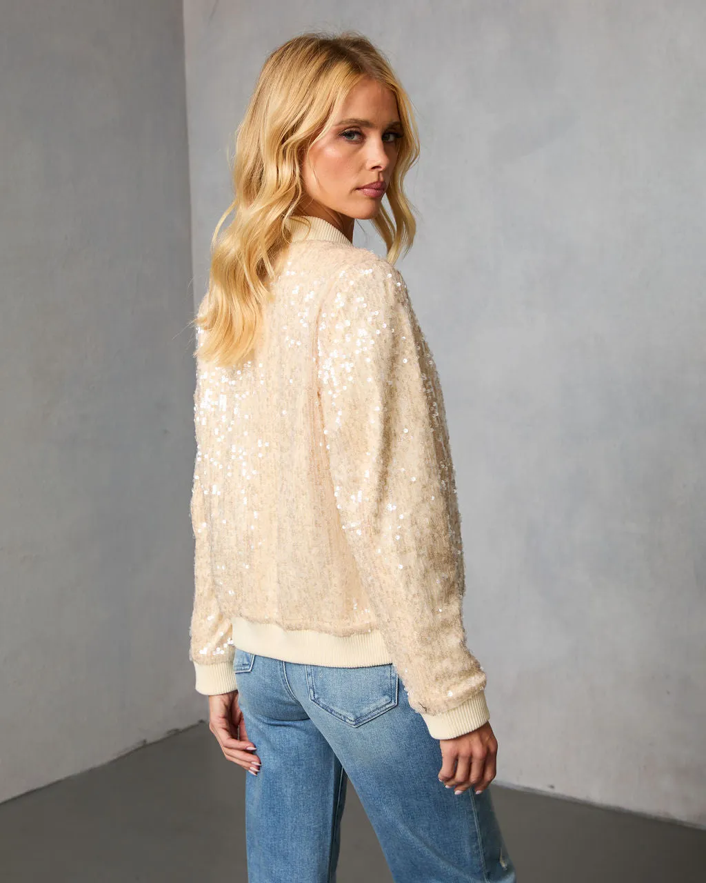 Festive Mode Sequin Bomber Jacket sold by Vici product image thumbnail 4