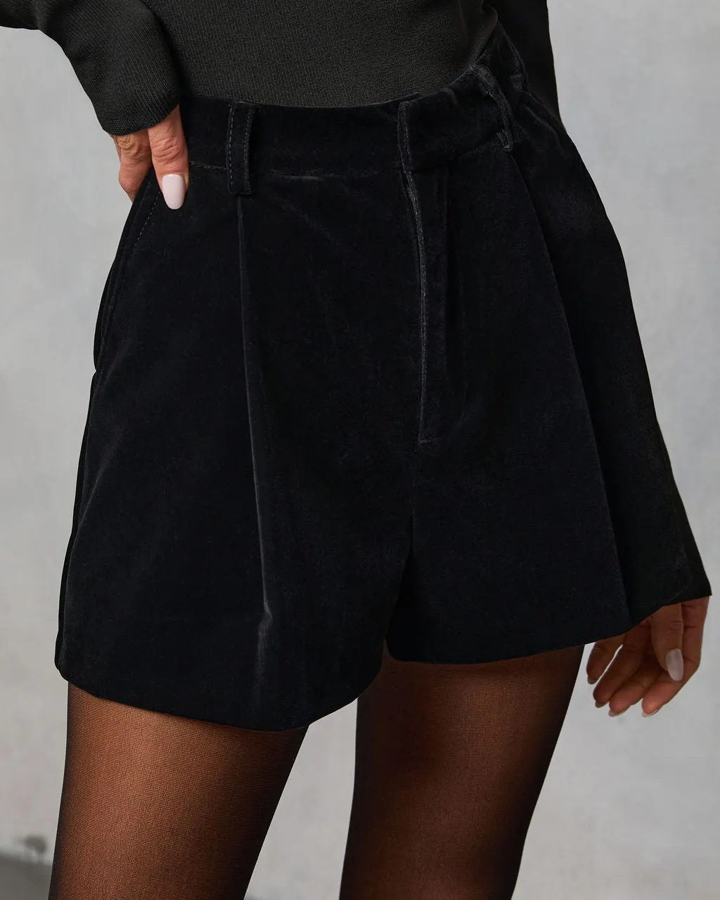 Tahlia Pleated Velvet Shorts sold by Vici product image thumbnail 3