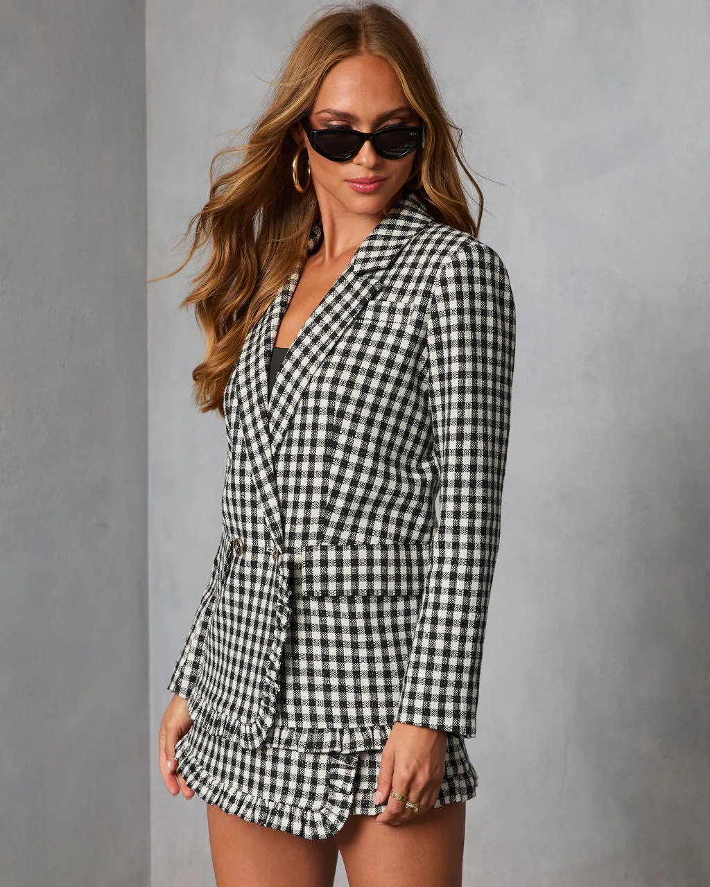 Paloma East Plaid Tweed Blazer sold by Vici product image thumbnail 3