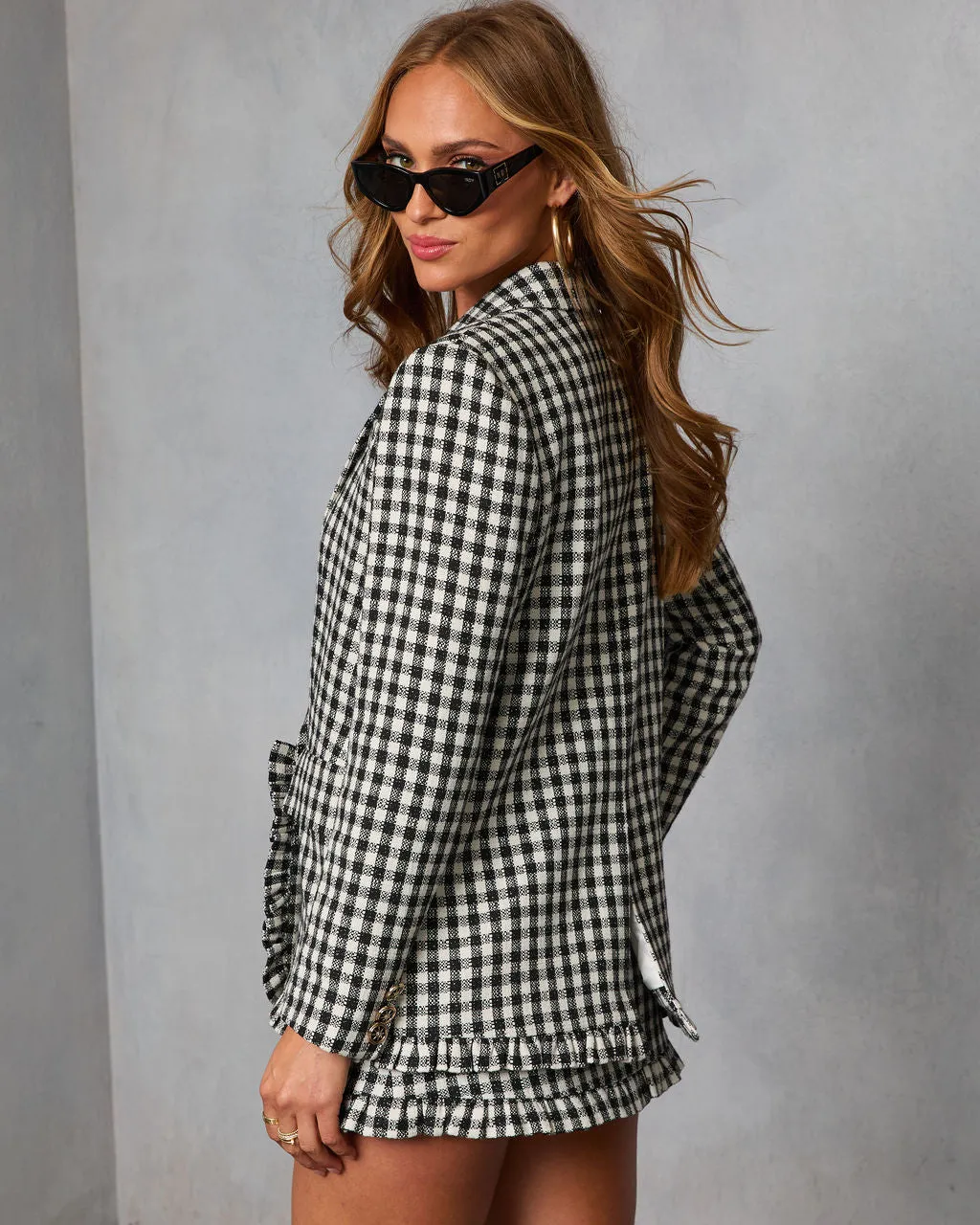 Paloma East Plaid Tweed Blazer sold by Vici product image thumbnail 4