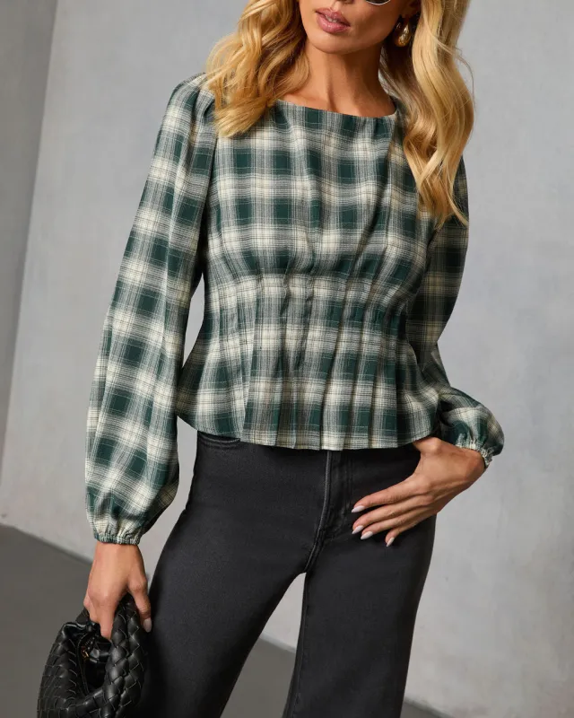 Seasoned Whimsy Plaid Peasant Top sold by Vici