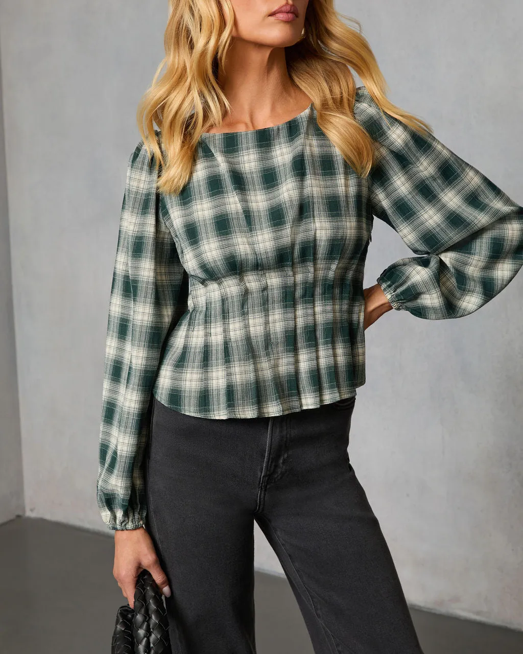 Seasoned Whimsy Plaid Peasant Top sold by Vici product image thumbnail 5