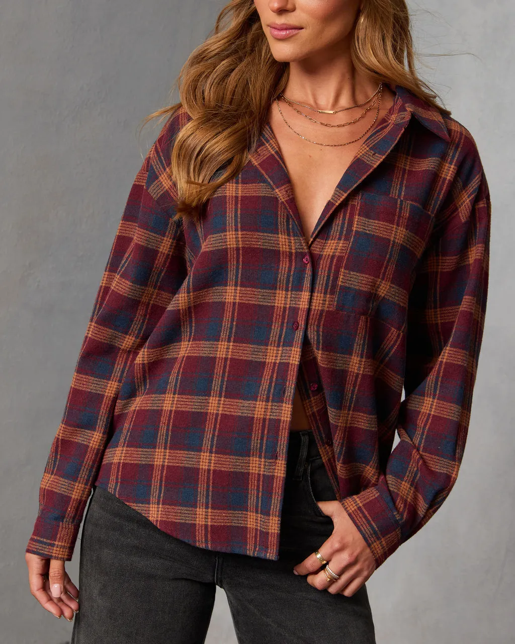 Toasted Maple Plaid Button Down Top sold by Vici product image thumbnail 5