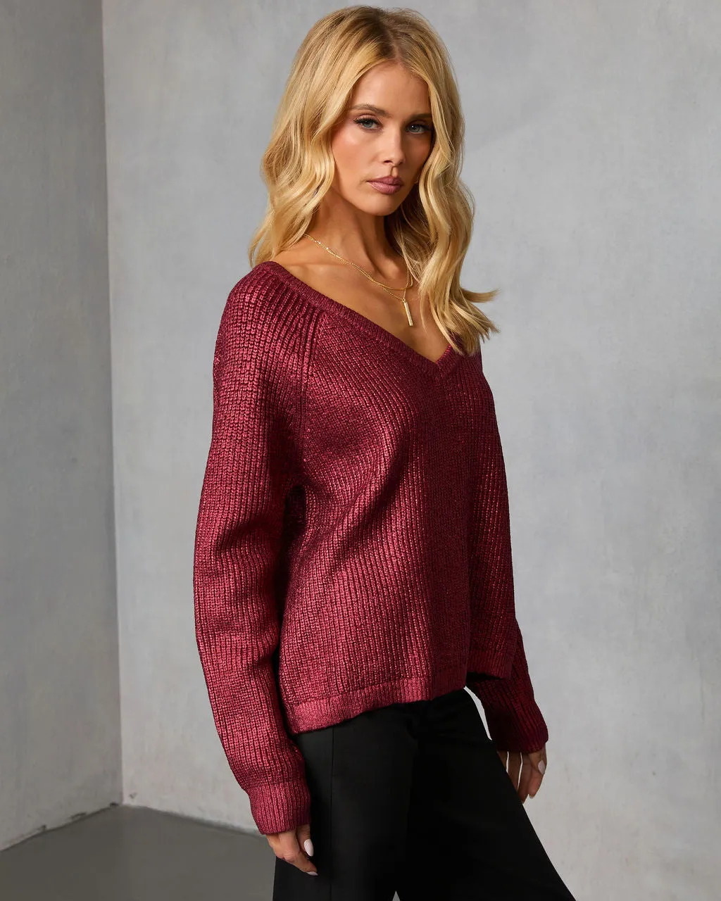 Elzah Ribbed Metallic Sweater sold by Vici product image thumbnail 3